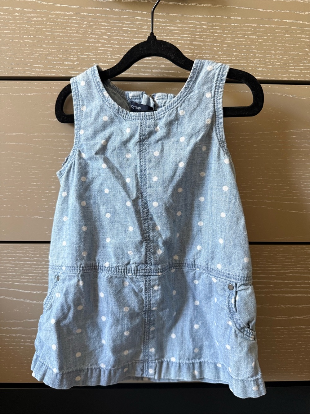 GAP Light Blue Polka Dot Denim Dress for Girls
